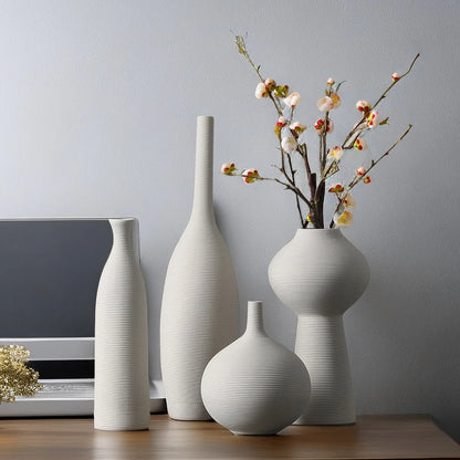 Nordic Style Home Decor White Vase Living Room Decoration Ceramic Vase Home Decoration Flower Vase Desk Decoration