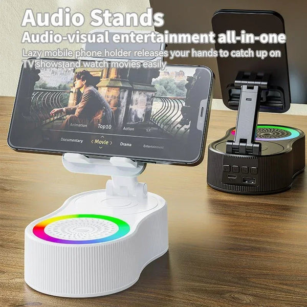 Altoparlante wireless con luce ambientale colorata 360° Supporto per telefono antiscivolo pieghevole regolabile girevole 5.3 Subwoofer HDSurround