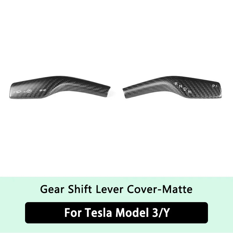 2024 Model Y Gear Shift Cover for Tesla Model 3 2023-2017Real Carbon Fiber Steering Wheel Gear Lever Cover Car Protect Accessory