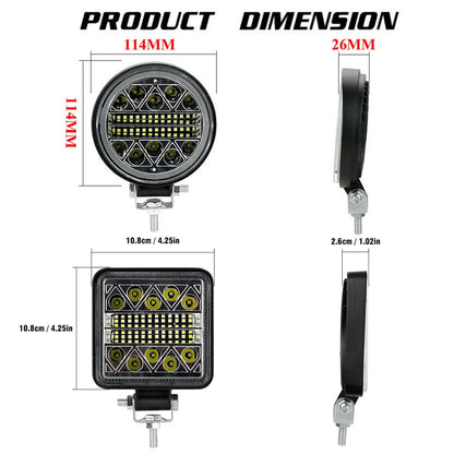 4" 102W Car LED Bar Work Light 12V 24V Spot Flood Flash Off Road Truck Boat 4x4 Atv Suv Driving Fog Headlights