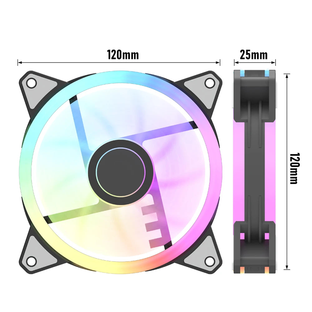 Aigo AF12 RGB FAN 120mm Pc Computer Case Fan PWM 12cm White CPU Water Air Cooler Silent Controladora ARGB Fan Cooling Ventilador