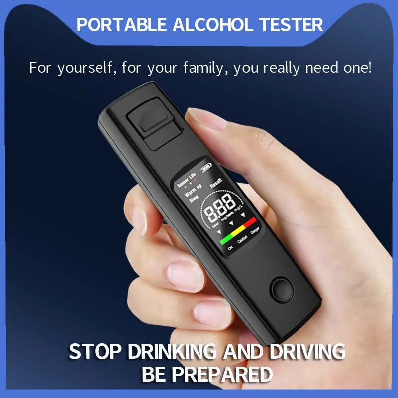 Portable Alcohol Tests Professional High Sensitivity Breathalyzer Alcohol Test Type-C Charging Digital Breath Alcohol Tester