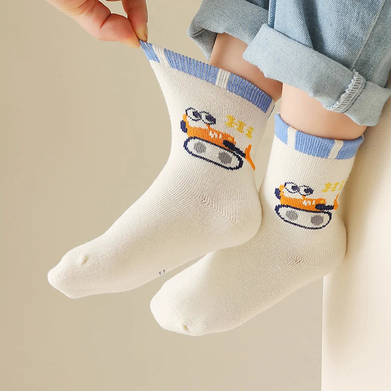 5 Pairs /Lot Baby Girl Soft Boneless Combed Cotton Socks Warm Cartoon Children's Socks For Boys Newborn Floor Socks Miaoyoutong