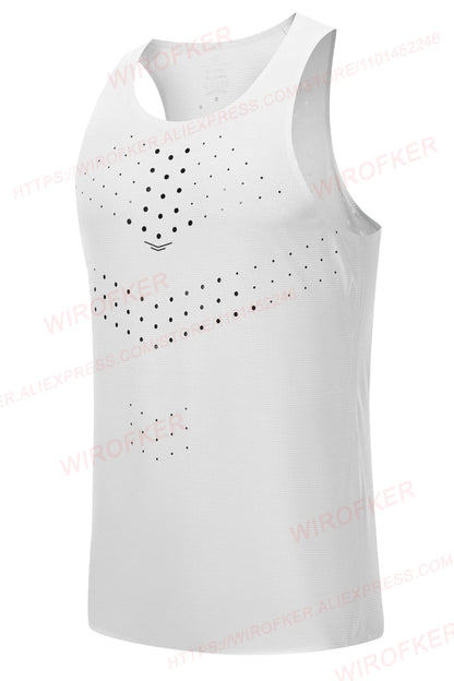 Men Gym Shirt Street High Quality Sleeveless T-shirts Quick Dry Tank Tops Workout Fitness Singlets Mesh Breathable Sport Vest