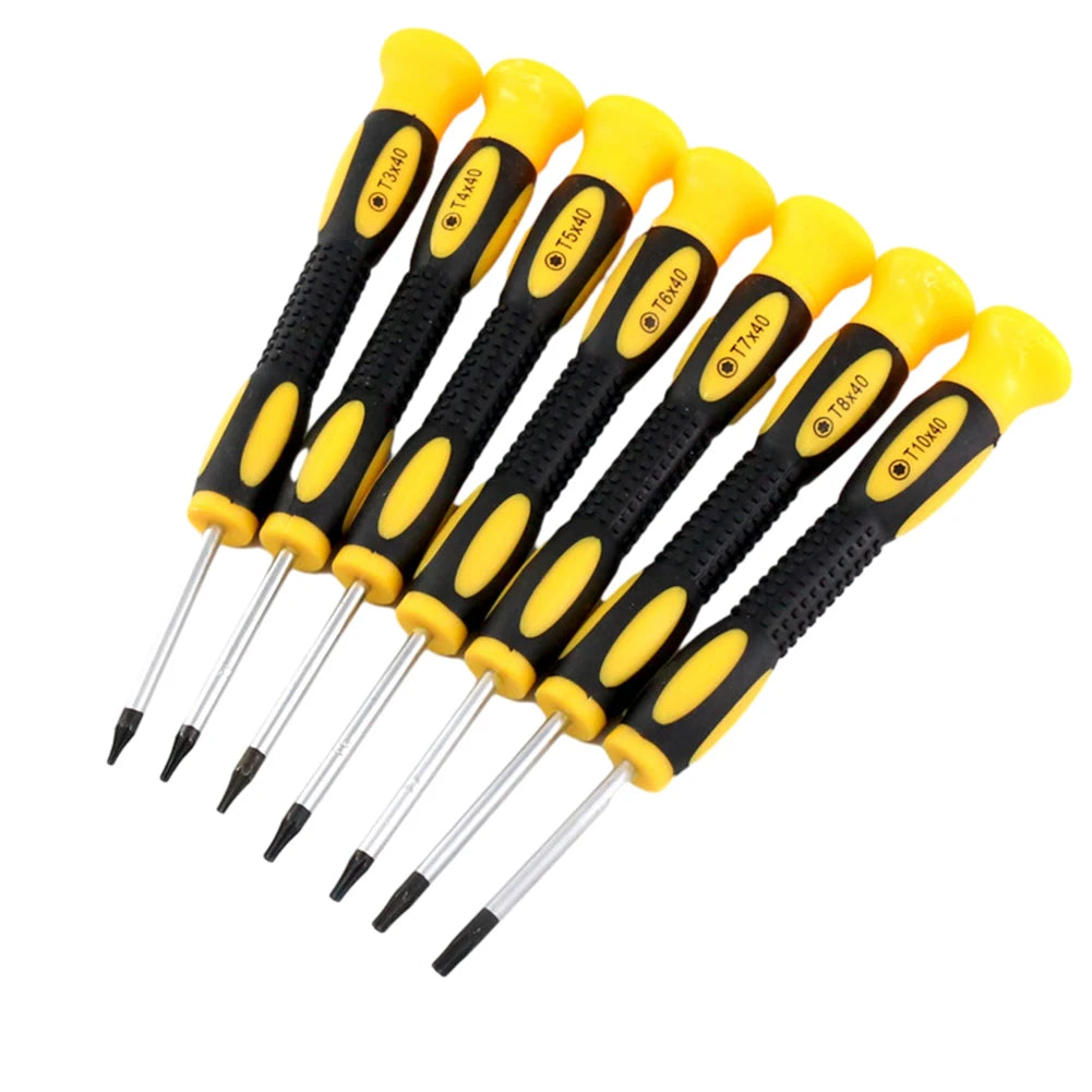 7pcs/set Steel Torx Screwdriver Set With Hole Magnetic T3 T4 T5 T6 T7 T8 Screw Driver Kit For Telephone Repair Hand Tools