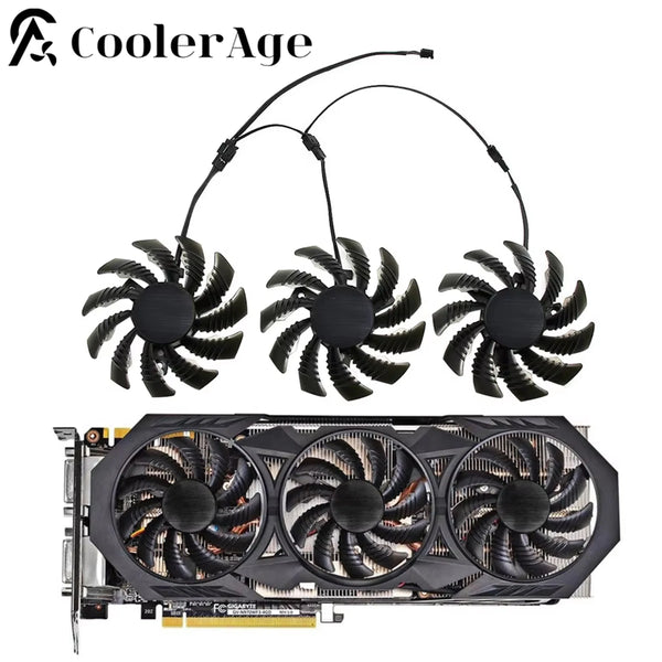 Ventola di raffreddamento per scheda video Gigabyte GV-N970WF3OC-4GD GTX970, 3 pin, T128010SM PLD08010S12H, 75 mm