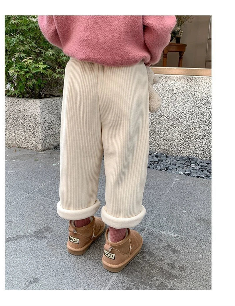 Baby Girls Pants Autumn Winter Warm Kids Corduroy Trousers 0-10 Years Old Children Warm Casual Straight Pants