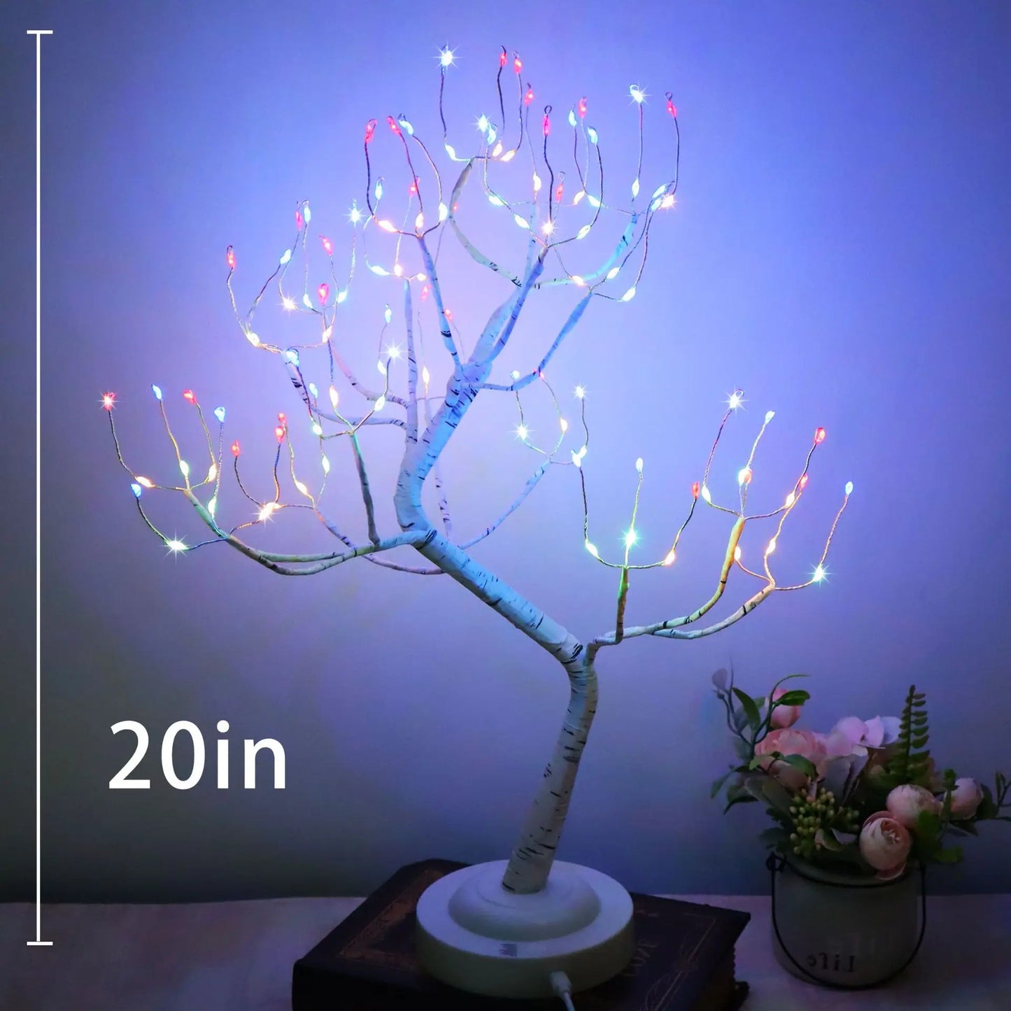 LED Birch Tabletop Bonsai Tree Night Light Mini Christmas Tree Lamp 8Modes USB/Battery Bedside Room Decorative Fairy Nightlights