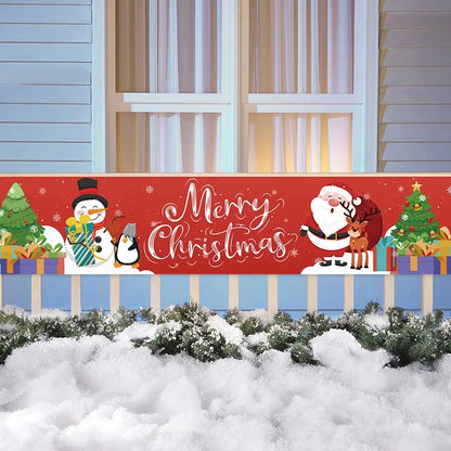 Christmas Outdoor Banner Flag Merry Christmas Decoration for Home 2024 Xmas Ornament Navidad Natal Noel Gift Happy New Year 2025