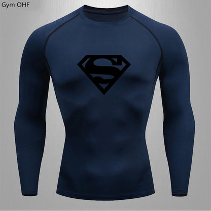 Men Gym Fitness Workout Tights Sport Jersey Athletic Running Shirt Compression Long Sleeve T Shirt Men Elastic Training T-shirt