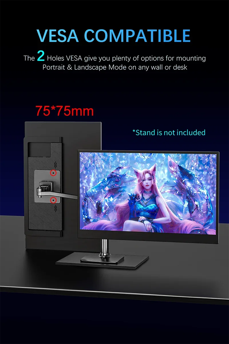 15.6 inch 2K portable monitor 144Hz 2560*1440 100% sRGB IPS Gaming display USB C HDMI HDR screen for Xbox PS4 switch laptop