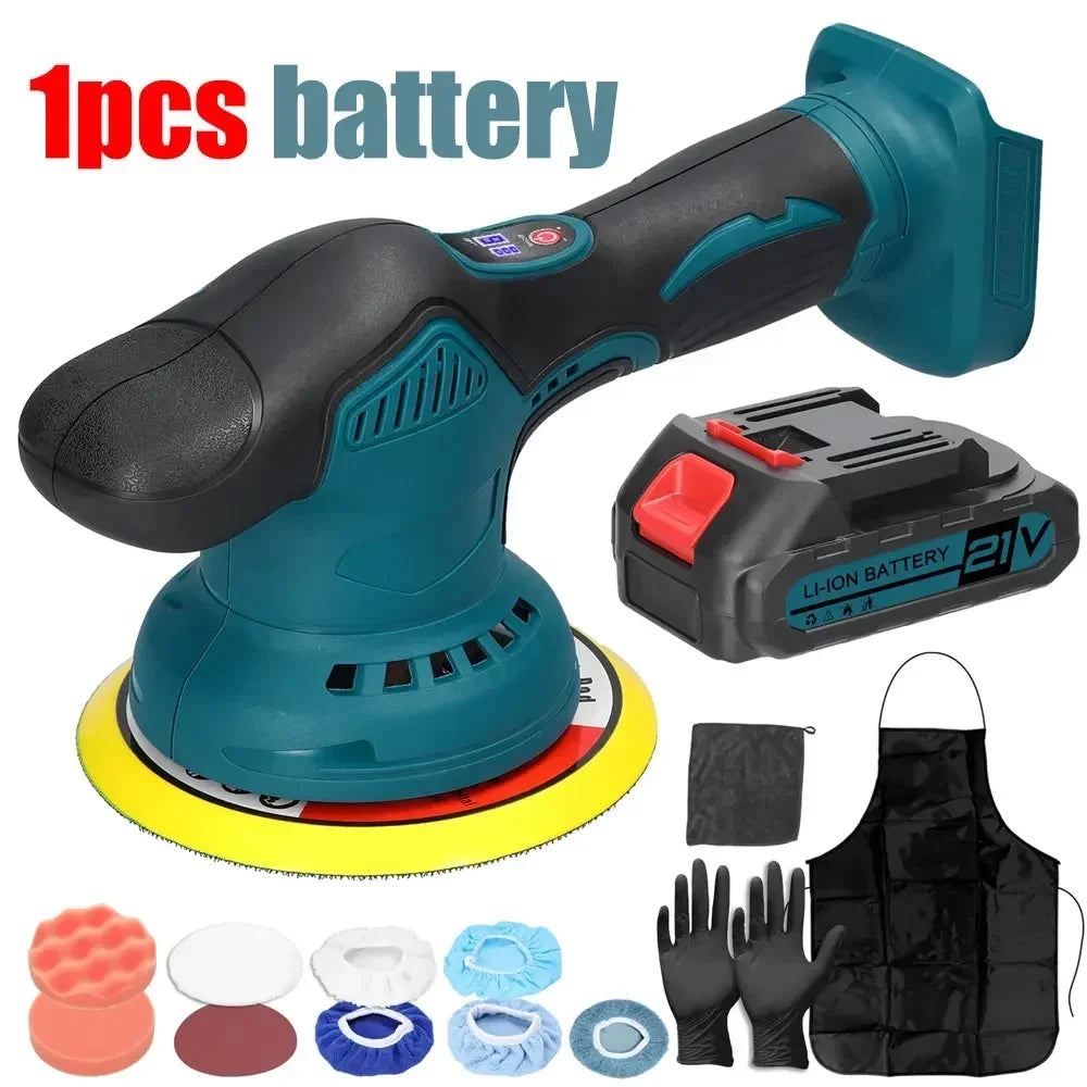 21V Cordless Car Polisher 6 Gears Speed Electric Polishing Tool Multifunctional Metal Waxing Rust Removal Wood Sanding Machine