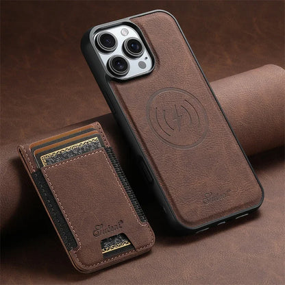 2 In 1 Luxury Magsafe Wallet Leather Phone Case For iPhone 16 15 14 13 12 Pro Max Plus 16 Pro Magnetic Flip Card Holder Cover