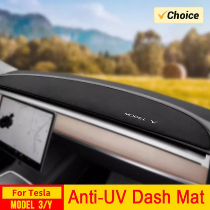 Anti-UV Dashboard Cover For Tesla Model 3 Y S Highland 2024 2023 2022 Center Console Accessories Dash Mat Protector Pad Sunshade