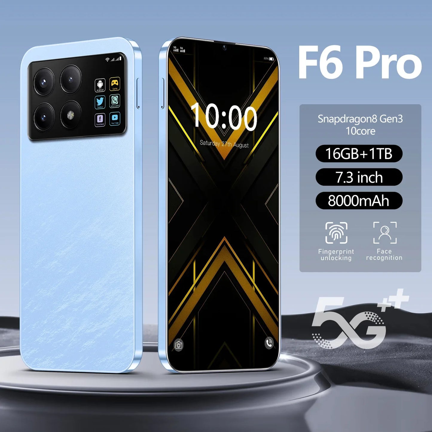 Hot-selling New F6 Pro Mobile Phone 7.3-inch Ultra-large Screen HD Smartphone Portable Cheap Android Smartphone S22Ultra Celular