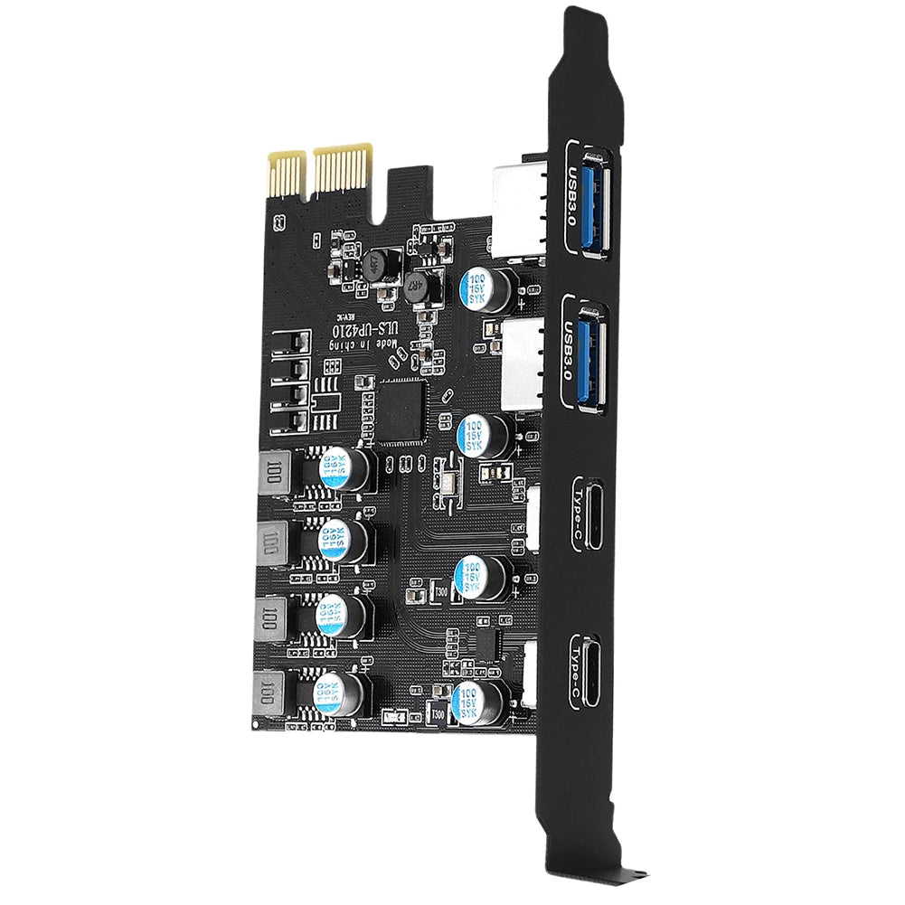 PCI Express Card  2Port USBA/ USBC 5Gbps USB3.2 Gen1 USB3.0 PCIE Card Expansion Add on Card Adapter for Windows/MacOS/Linux