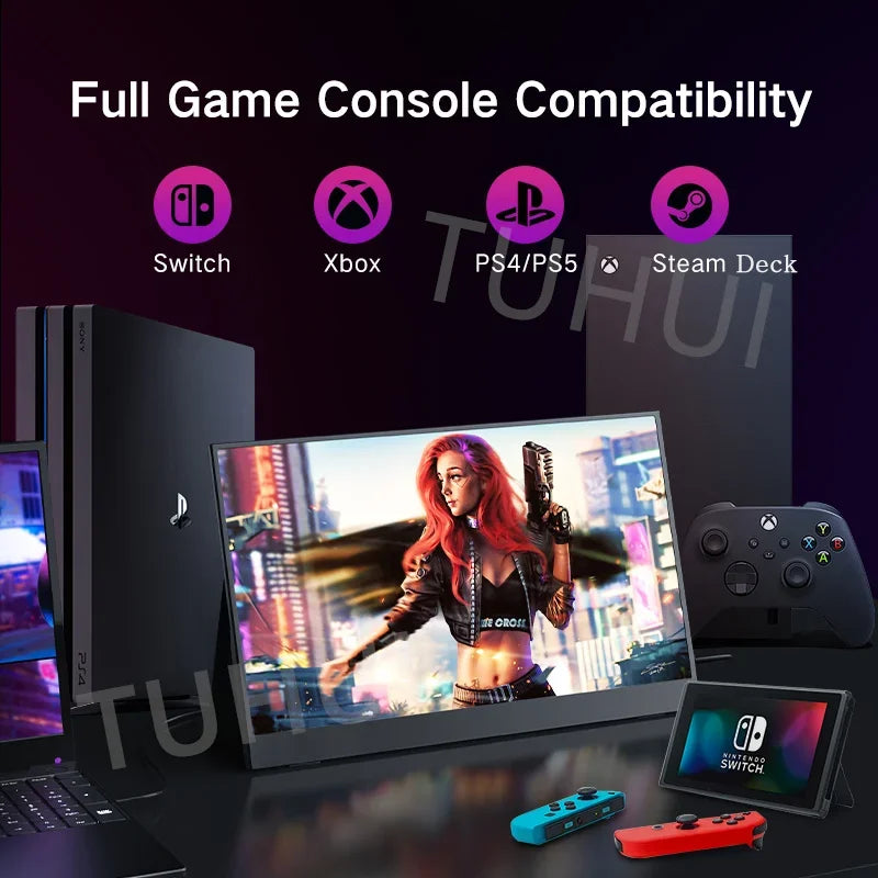 15.6 inch 2K portable monitor 144Hz 2560*1440 100% sRGB IPS Gaming display USB C HDMI HDR screen for Xbox PS4 switch laptop