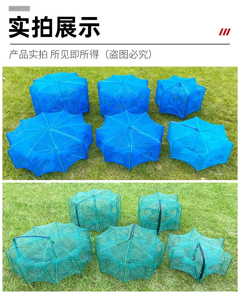 6-10 hole square folding shrimp cage, eel cage, lobster net, lantern net, fishing net, small polygonal fishing net