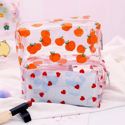 Kawaii Transparent Pencil Case Large Capacity Pen Box Ladies Cosmetic Bag Back to School Office Supplies Cute Stationery