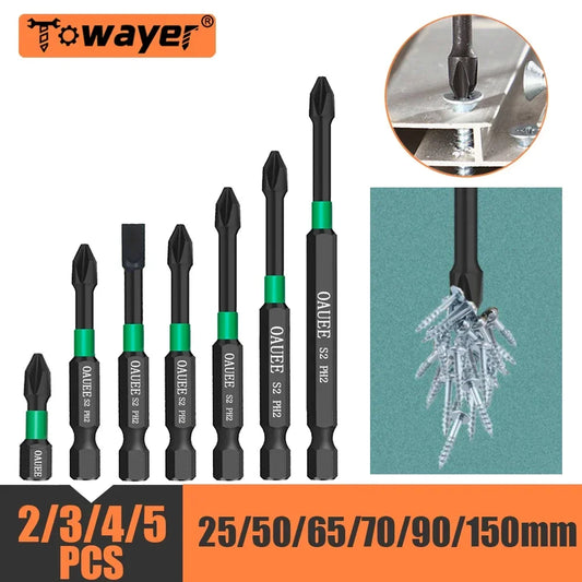 Magnetic 1/2/3/6pcs Batch Head Impact Strong Cross High Hardness 25/50/65/70/90mm Anti Non-slip WaterProof PH2 Screwdriver Set 