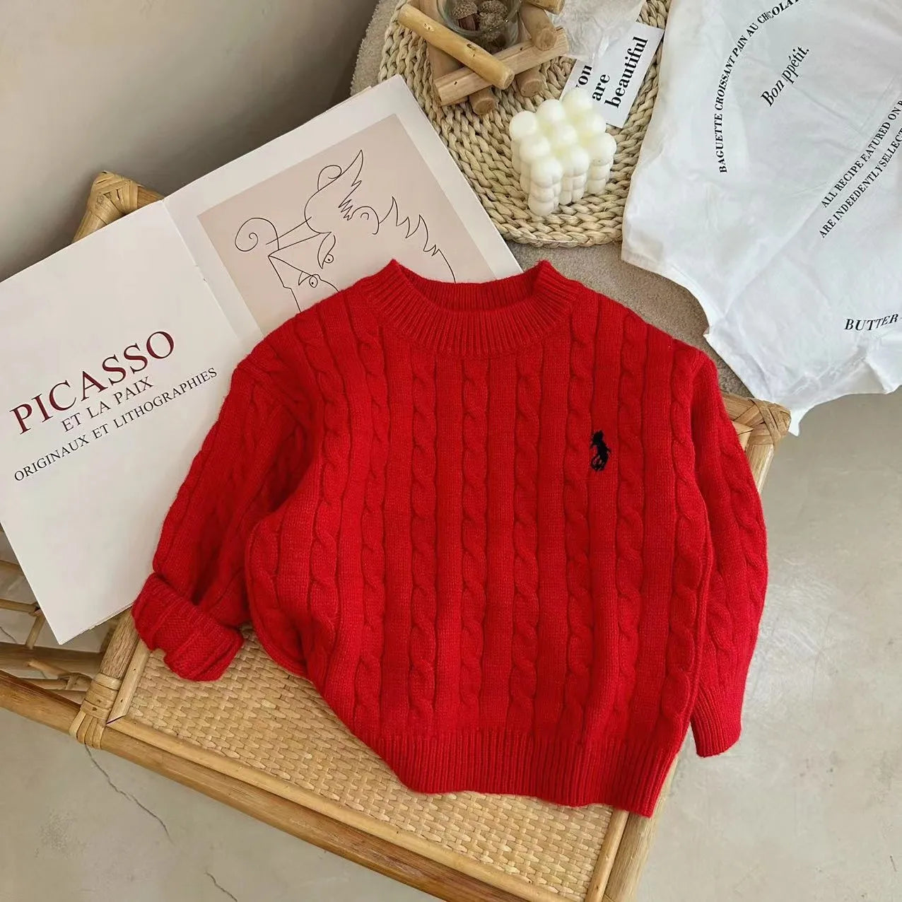 IYEAL Spring and Autumn Children's Sweaters Boys Girls Treasure Knitted Retro Pullovers Raglan Jackets Loose Cotton Tops