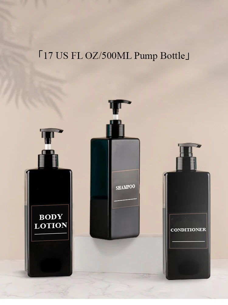 3PCS 17.6 UK FL OZ Bathroom Soap Dispenser Reusable Hand Pump Dispenser Bottle Bathroom Shower Gel Shampoo Bottle Container