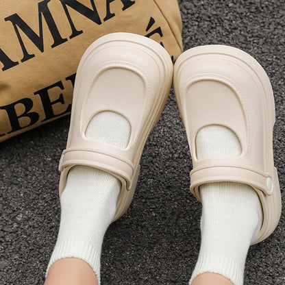 Summer Vintage Solid Slippers Outdoor Anti Slip Platform Home Soft Bottom Beach Slippers Women Waterproof Sandals Ladies Shoes