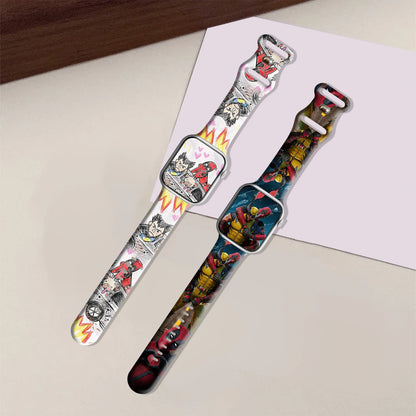 Disney Wolverine Deadpool Silicone Strap for Apple Watch 9 8 7 SE 6 Printed Band Replaceable Bracelet for iWatch 45mm 44mm 42mm