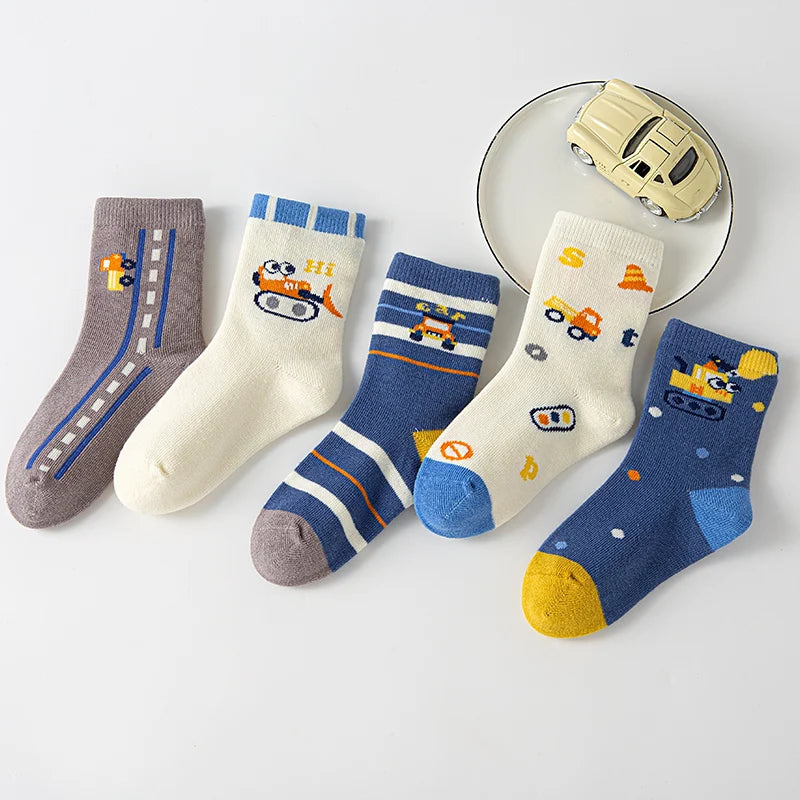 5 Pairs /Lot Baby Girl Soft Boneless Combed Cotton Socks Warm Cartoon Children's Socks For Boys Newborn Floor Socks Miaoyoutong