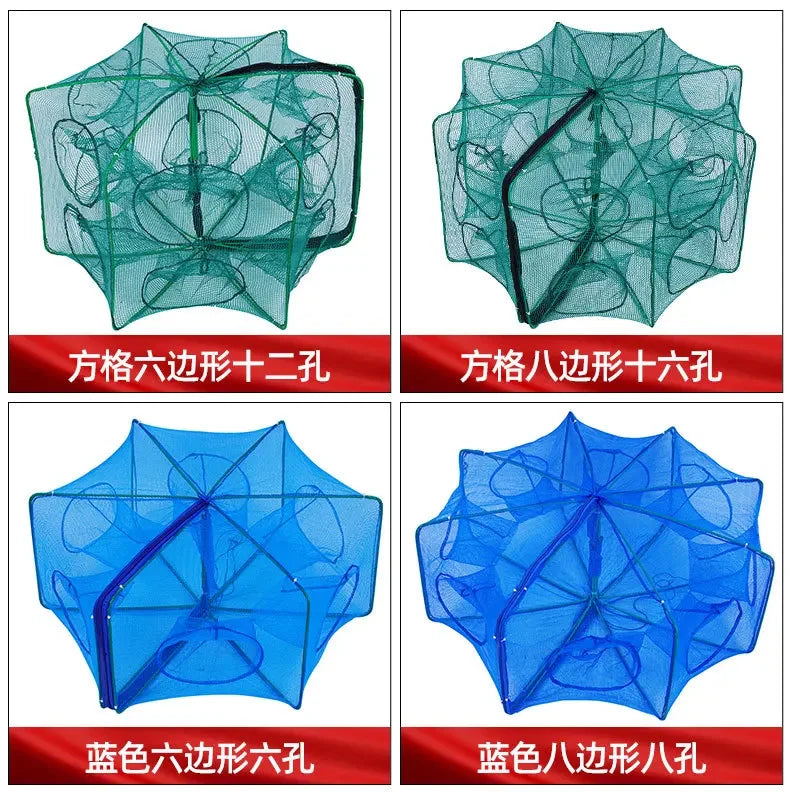 6-10 hole square folding shrimp cage, eel cage, lobster net, lantern net, fishing net, small polygonal fishing net