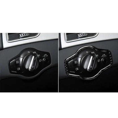 Carbon Fiber Interior Car Headlight Switch Button Frame Sticker Cover Trim Decal For Audi A4 S4 RS4 B8 8K A5 S5 RS5 8T 8F Q5 SQ5