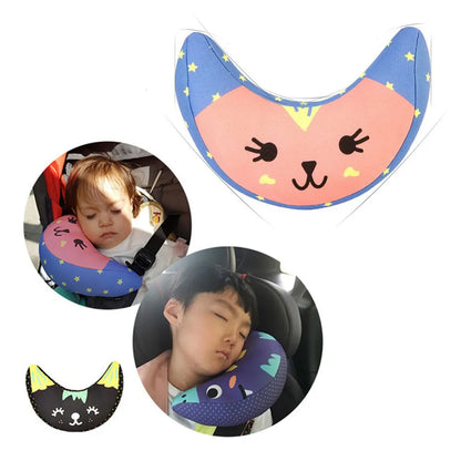 Baby Car Seat Belt Shoulder Guard Child Seat Pillow Child Neck Cushion Moon Shape Child Head Protection Sleep Pillow On Car