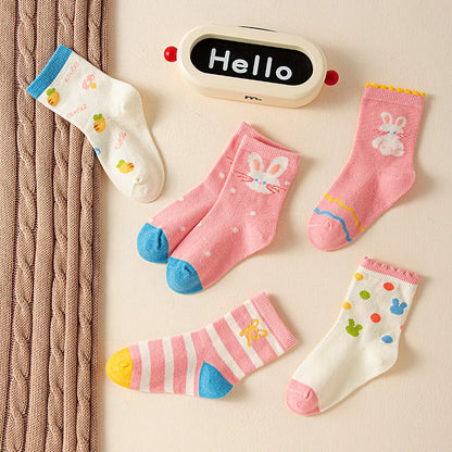 5 Pairs /Lot Baby Girl Soft Boneless Combed Cotton Socks Warm Cartoon Children's Socks For Boys Newborn Floor Socks Miaoyoutong