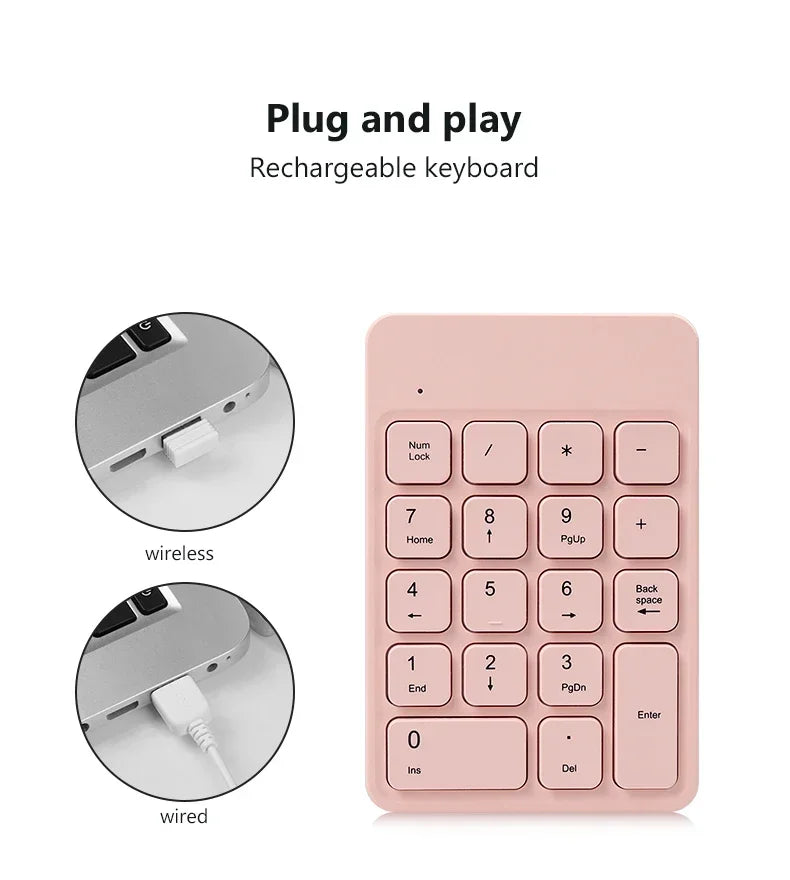 2.4GHz Wireless Numeric Keypad Numpad 18 Keys Small-size Digital Keyboard for Accounting Teller Tablets Computer Laptop Notebook