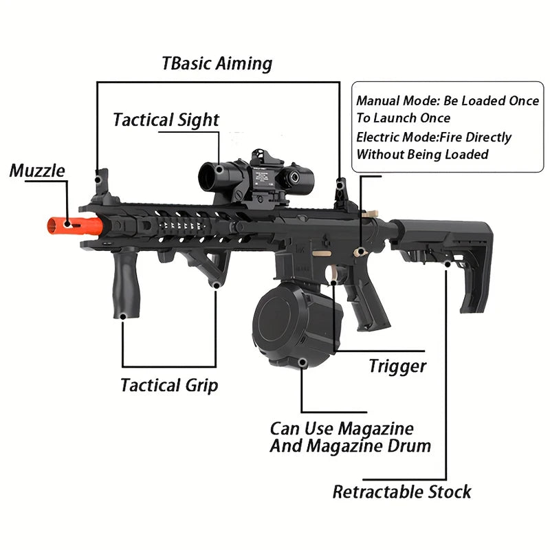 M416 Outdoor Gun Toy Electric Plastic Bullet Gun Toy Automatic Shooting Sport Trainning Interactive Game For Children Adult Gift