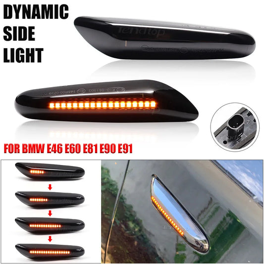 LED Dynamic Side Marker Mirror Indicator Lamp Flowing Water Turn Signal Light For BMW E90 E91 E92 E93 E60 E87 E82 E61 E46 X1 X3