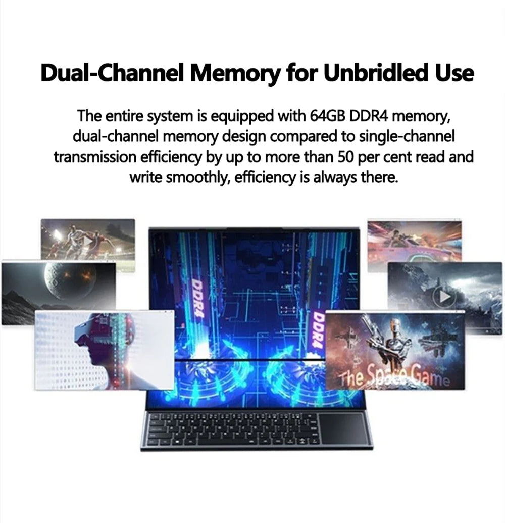 Intel Xeon W-10885M 16.1+14.1 Inch Dual Screen Laptop 64GB RAM 4TB SSD DDR4 Window11 5.3GHz HD Camera Portables Office Computer