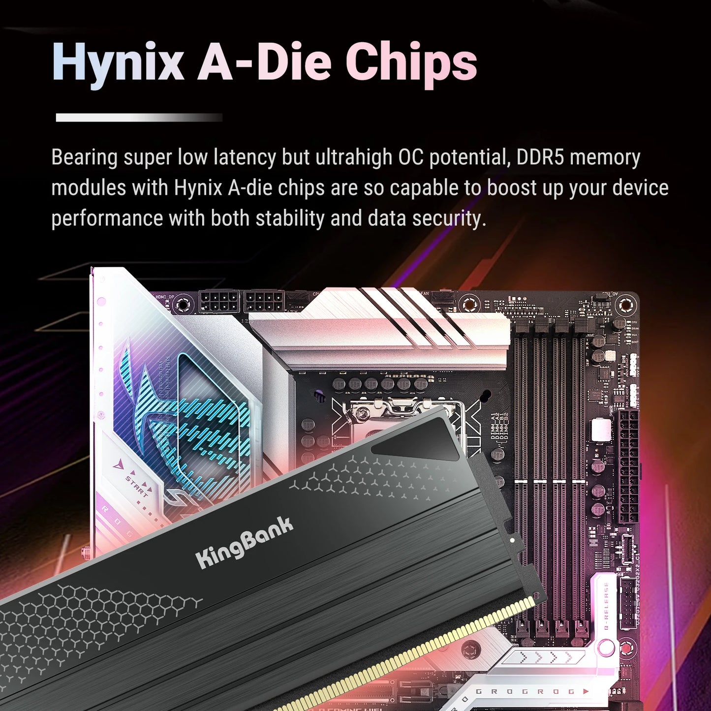 KingBank CL28 Memoria DDR5 32GB RAM 16GBX2 6000MHZ Rams Memory DDR5 Kit UDIMM Dual Channel Computador Desktop PC Hynix A die