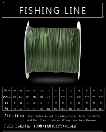 FTK 114M 4 Strands PE Braided Wire Fishing Line 125Yards 0.10mm-0.40mm 8LB-60LB Incredibly Strong Multifilament Fiber Line