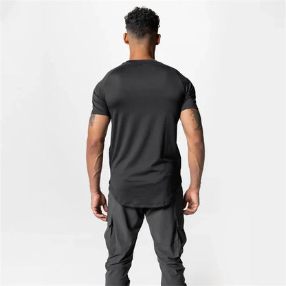 2023 New Gym Muscle Fitness T Shirt Brand Men Outdoor Mesh breathable Streetwear short Sleeve Male Summer Bodybuilding Tee Tops