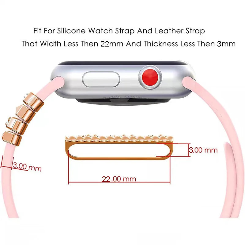 Disney Mickey Mouse Metal Watch Band Decoration Kawaii Hallowmas Apple Watch Jewelry Smart Watch Silicone Strap Bracelet Jewelry