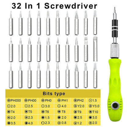 Tool Repair 32 In 1 Precision Screwdriver Set Mini Magnetic Screwdriver Bits Kit Phone Mobile IPad Camera Maintenance Cacciaviti