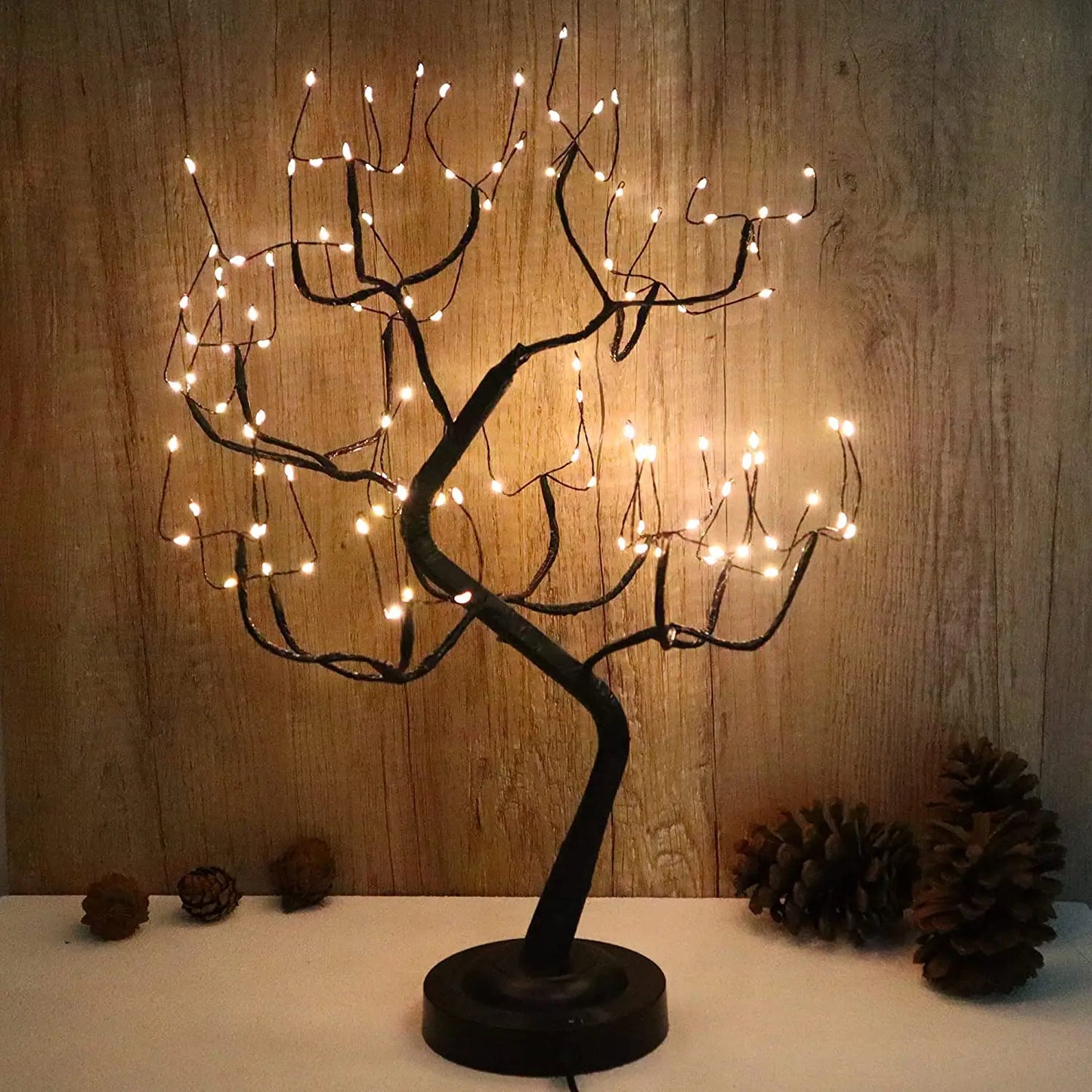 LED Birch Tabletop Bonsai Tree Night Light Mini Christmas Tree Lamp 8Modes USB/Battery Bedside Room Decorative Fairy Nightlights