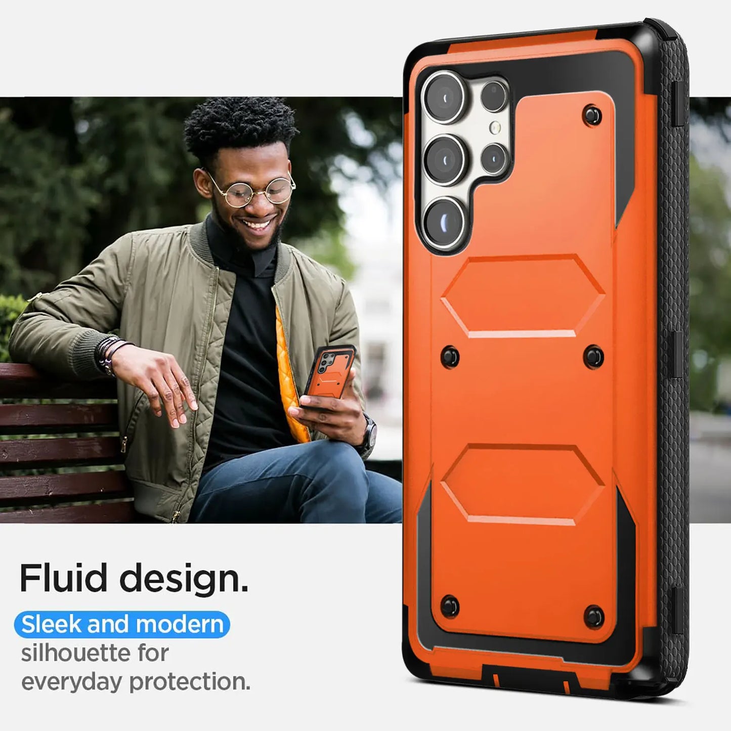 For Samsung Galaxy S24/S24+/S24 Plus/S24 Ultra 5G Phone Case Shockproof Protective Heavy Duty Rugged Hybrid Cover Orange