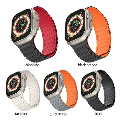 Magnetic Strap for Apple Watch Band 45mm 44 mm 40mm 46mm 41mm 42mm 38 Silicone Bracelet iWatch Series 8 7 6 Se 9 10 Ultra 2 49mm