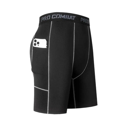 Men's Compression Shorts Men Gym Workout Quick Dry Running Sport Fitness Shorts Pocket Fitness Shorts Shorts Training Tight A4F5