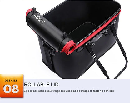 Mikanuo EVA Portable Folding Bucket For Fish Water With Handle Leakproof Outdoor Fishing Gear Black/Orange Tackle Bag