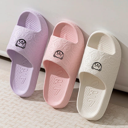 Summer Women's Slippers Home Cute Bear Thick Sole Non-slip Slides Bathroom Indoor Outdoor Men Fashion Cool Beach Shoes Couple