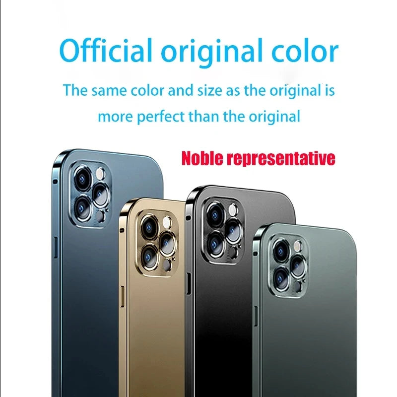 For iPhone 16 15 14 13 Pro Max Case Metal Aluminium Alloy Full Camera Lens Protective Original Color Ultrathin Back Cover