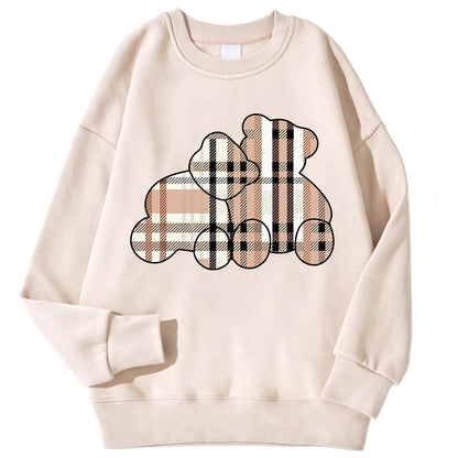 Casual Women Sweatshirts Teddy Bear Printing Hoodies Comfortable Fleece Soft Pullover Fashion Crewneck Loose Female Tops Clothes